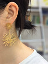 Sunburst 18K Gold Plate Drop Statement Earrings