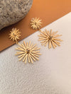 Sunburst 18K Gold Plate Drop Statement Earrings