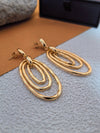 18K Gold Plate Layered Oval Hoop Drop Statement Earrings