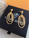 18K Gold Plate Layered Oval Hoop Drop Statement Earrings