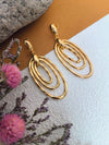 18K Gold Plate Layered Oval Hoop Drop Statement Earrings