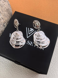 Silver Metal Shell Statement Drop Dangle  Earrings