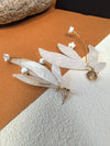 White Acrylic Floral Petal Drop Flower Statement Dangle Earrings