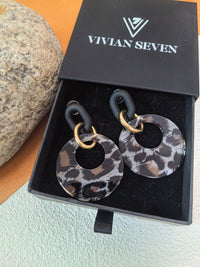 Leopard Acrylic Triple Hoop Drop Statement Earrings