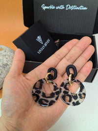 Leopard Acrylic Triple Hoop Drop Statement Earrings