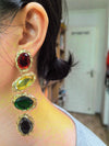 Colorful Oval Rhinestone Linear Drop Dangle Statement Earrings