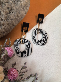 Chic Fashion Statement Zebra Resin Hoop Drop Dangle Earrings