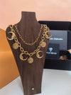 Double Strand Gold Sun & Moon Charms Layered Necklace