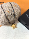 Minimalist Black Rope Gold Star Pendant Necklace