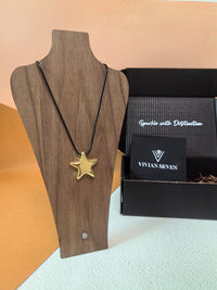 Minimalist Black Rope Gold Star Pendant Necklace