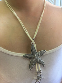 Bohemian Starfish Pendant Long Cord Necklace