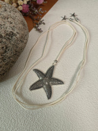 Bohemian Starfish Pendant Long Cord Necklace