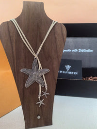 Bohemian Starfish Pendant Long Cord Necklace