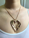 Goldtone Double Heart Pendant Snake Chain Statement Necklace