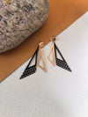 Geometric Two Tone Titanium Double Triangle Drop Statement Earrings