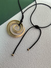 Wax Cord Stainless Steel Spiral Pendant Necklace, Rope Necklace, Gold Plate Necklace, Fashion Necklace, Trendy Necklace, Chic Necklace