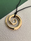 Wax Cord Stainless Steel Spiral Pendant Necklace, Rope Necklace, Gold Plate Necklace, Fashion Necklace, Trendy Necklace, Chic Necklace