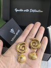 Stainless Steel 18K Gold Plate Swirl Shell Drop Earrings