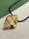 Black Cord 18K Gold Plate Stainless Steel Conch Pendant Necklace