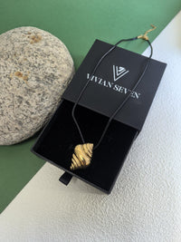 Black Cord 18K Gold Plate Stainless Steel Conch Pendant Necklace