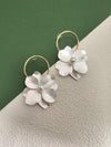 Hoop Camellia Floral Drop Statement Earrings