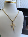 18K Gold Plate Stainless Steel Chain Cross Pendant Delicate Necklace