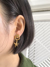 Stainless Steel 18K Gold Plate Swirl Starfish Drop Dainty Earrings