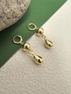 Gold Plate Hoop Teardrop Ball Drop Earrings