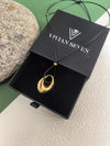 Black Rope Gold Plate Stainless Steel Minimalist Oval Rhinestone Pendant Statement Necklace