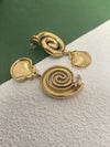 Stainless Steel 18K Gold Plate Swirl Shell Drop Earrings