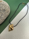 Black Cord 18K Gold Plate Stainless Steel Conch Pendant Necklace