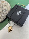 Black Cord 18K Gold Plate Stainless Steel Conch Pendant Necklace