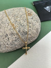 18K Gold Plate Stainless Steel Chain Cross Pendant Delicate Necklace