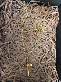 18K Gold Plate Stainless Steel Chain Cross Pendant Delicate Necklace