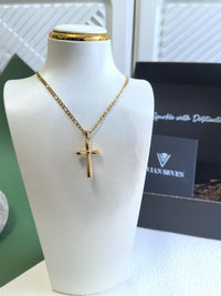 18K Gold Plate Stainless Steel Chain Cross Pendant Delicate Necklace