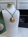 Adjustable Slide Rope 18k-Gold Plate Stainless Steel Minimalist Meteorite Pendant Statement Necklace