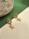 Stainless Steel 18K Gold Plate Swirl Starfish Drop Dainty Earrings