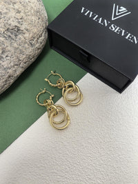 Gold Plate Multi Hoop Drop Earrings