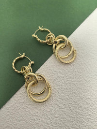 Gold Plate Multi Hoop Drop Earrings