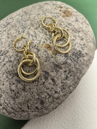 Gold Plate Multi Hoop Drop Earrings