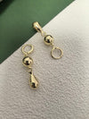 Gold Plate Hoop Teardrop Ball Drop Earrings