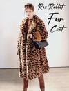 Leopard Belted Rex Rabbit Fur Coat