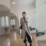 Marble stripe Double Breasted Long Wool Coat