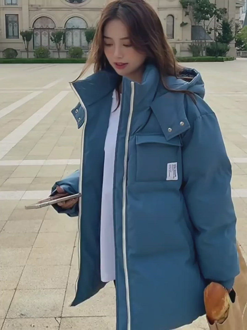 여성 특대 후드 쇼트 퀼트 퍼퍼 파카 코트 겨울 따뜻한 재킷