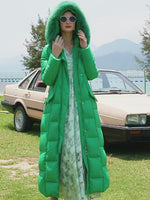 Womens green hooded down coat from Vivian Seven