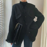 Tweed Cardigan Blazer Jacket Coat 2 Colors Black White