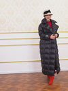 Womens winter maxi black wrap down puffer parka coat from vivian seven