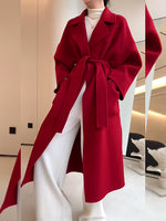 Red wool long coat from Vivian Seven