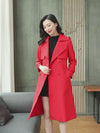 Trench-coat rouge ceinturé à double boutonnage personnalisé