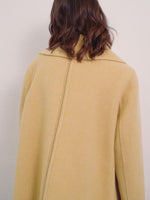 women yellow wool long coat for winter